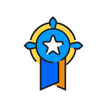 Blue and gold certification badge with star symbol representing LinkedIn professional credentials and achievement recognition