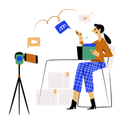 Girl Working on LinkedIn content calendar