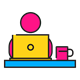 Icon of a PC with, representing digital transformation through LinkedIn.