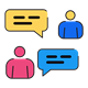 Icon of people communicating, symbolizing employee advocacy and brand amplification.