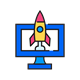 Icon of a rocket representing growing visual identity