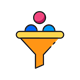 Icon showing a funnel with leads flowing in, representing LinkedIn lead generation services.