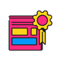 Icon with gold medal, representing professional company page enhancement