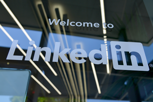 LinkedIn Headquarters Knowledge Hub "Welcome to LinkedIn" entrance sign at LinkedIn corporate headquarters, representing direct expertise and insider knowledge